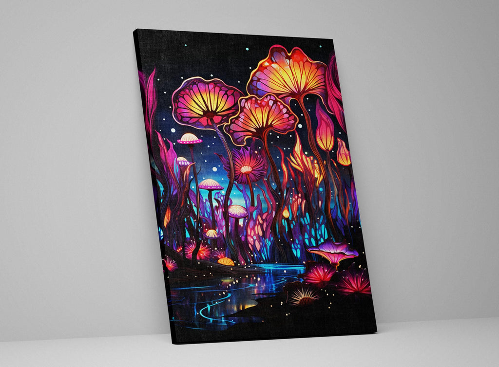 Mushroom Trip Canvas – Psychedelic Mushroom Art on Large Gallery Wrapped Canvas Wall Art