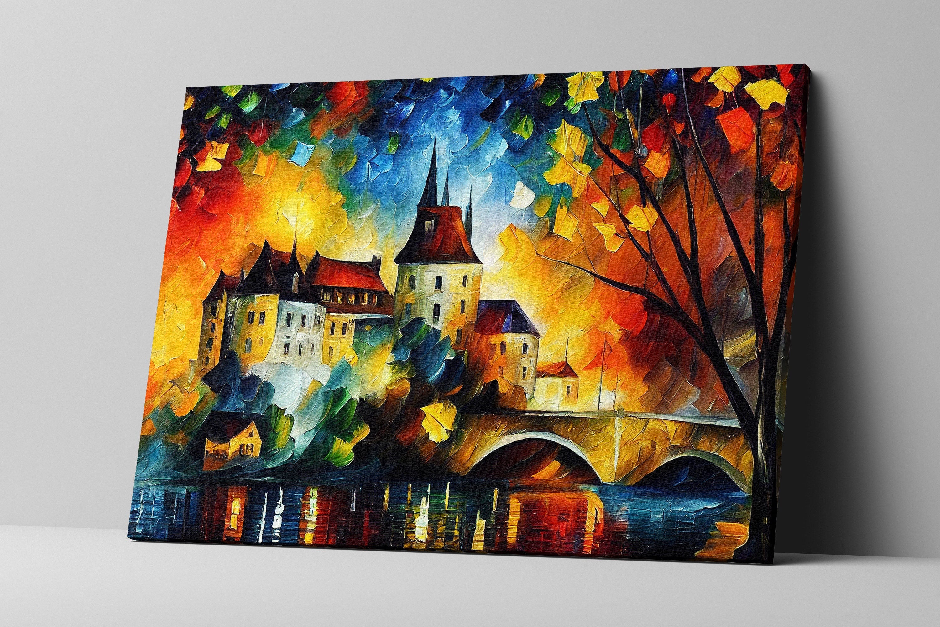 Castle Canvas Wall Art – Fantasy Oil Painting Reproduction on Gallery Ready Canvas Frame