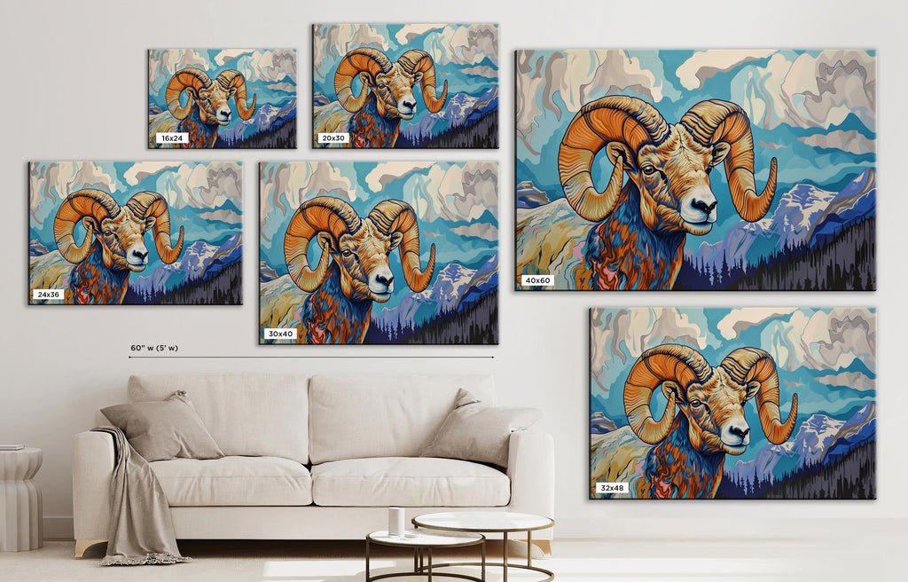 Bighorn Ram Canvas | Wildlife Wall Art - Gallery Wrapped Large Canvas Print