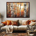 Autumn Birch Tree Wall Art - Extra Large Canvas | Cozy Fall Painting, Framed Birch Canvas