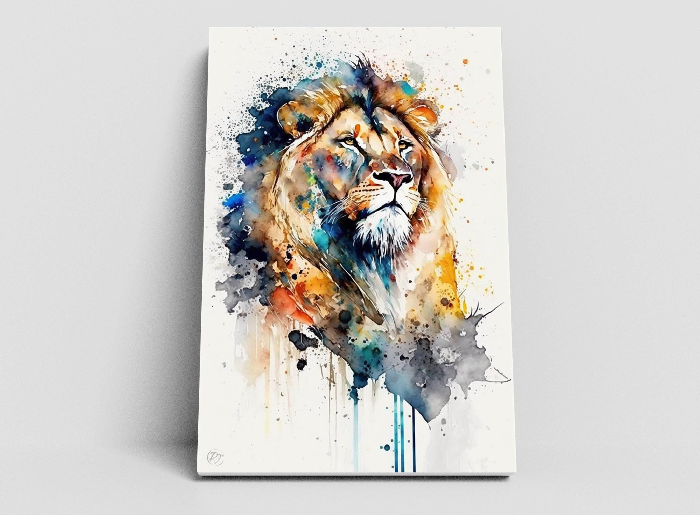 Majestic Lion: Watercolor Lion Wall Art Print, Giclee Print on Canvas, Artist Paper, Watercolor Paper, Available in Extra Large Sizes
