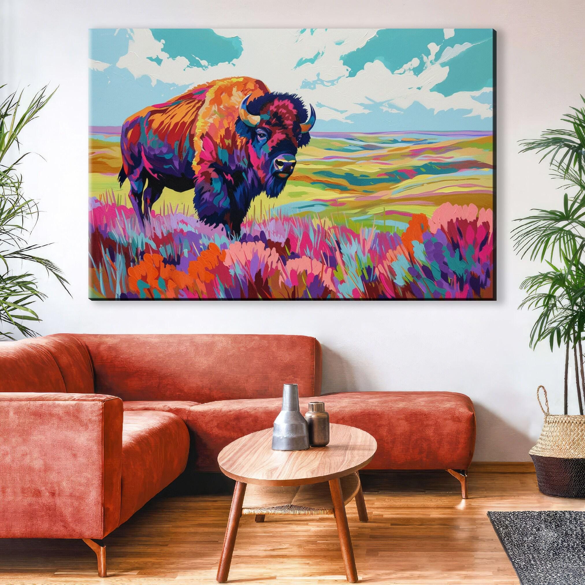 Bison Pop Art - Bold Wall Art Canvas | Extra Large Gallery Wrapped Canvas