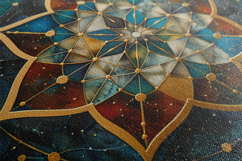 Sacred Geometry Wall Art – Extra Large Canvas with Gold Accented Print, Ready to Hang
