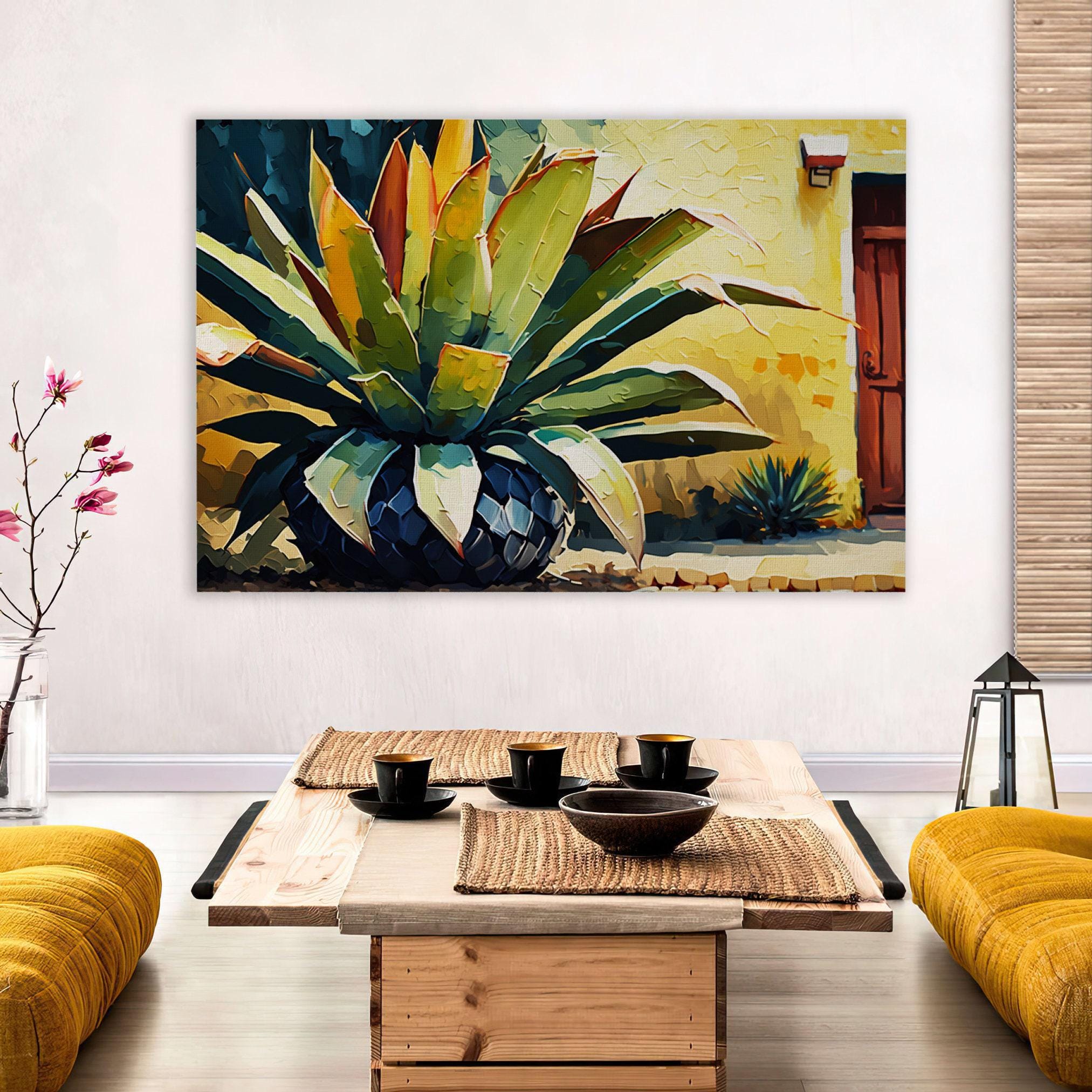 Agave Cactus Art Print - Southwestern Home Decor | Gallery Wrapped Canvas, Ready to Hang