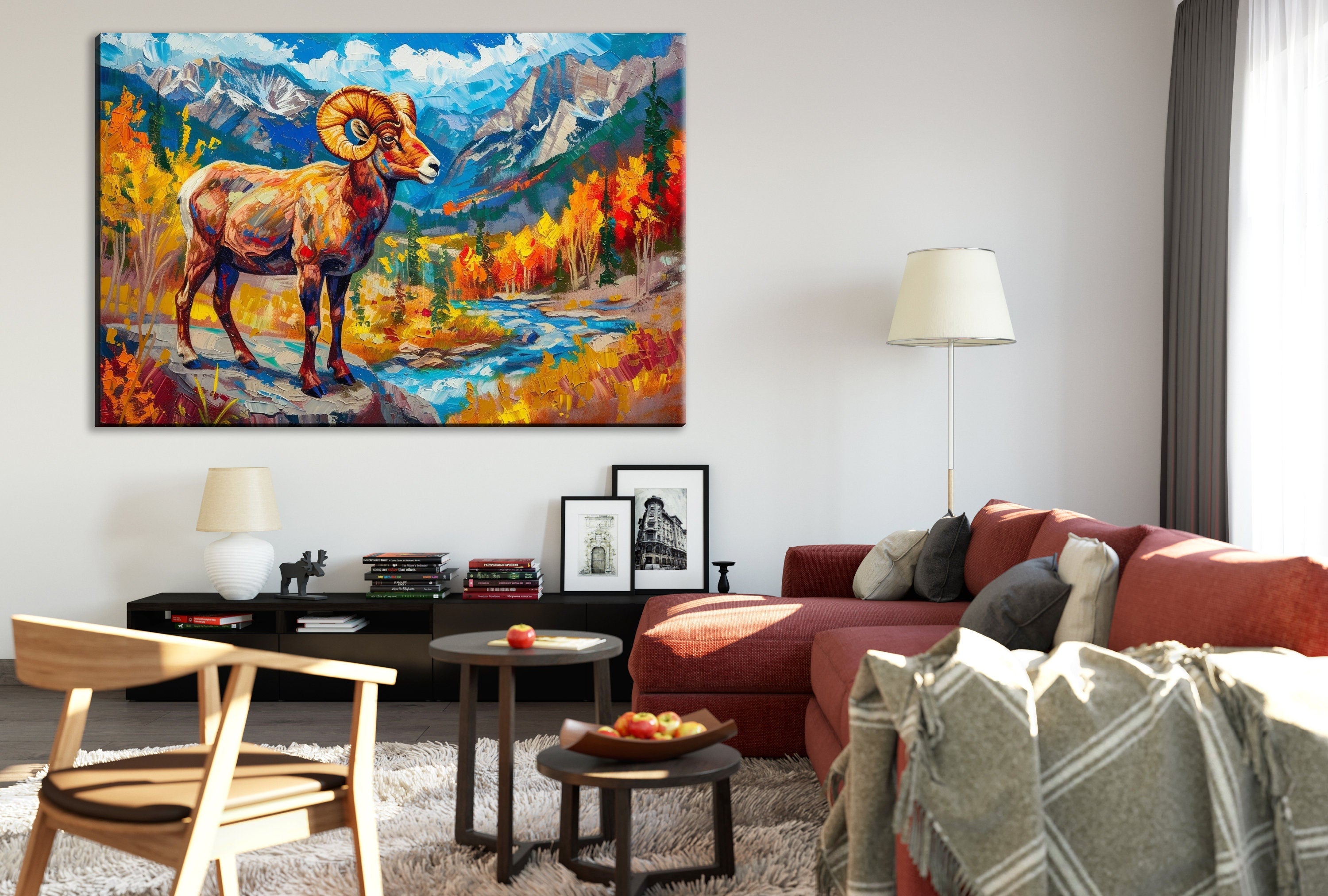 Bighorn Sheep Art - Large Gallery Wrapped Canvas | Mountain Wildlife Print Decor