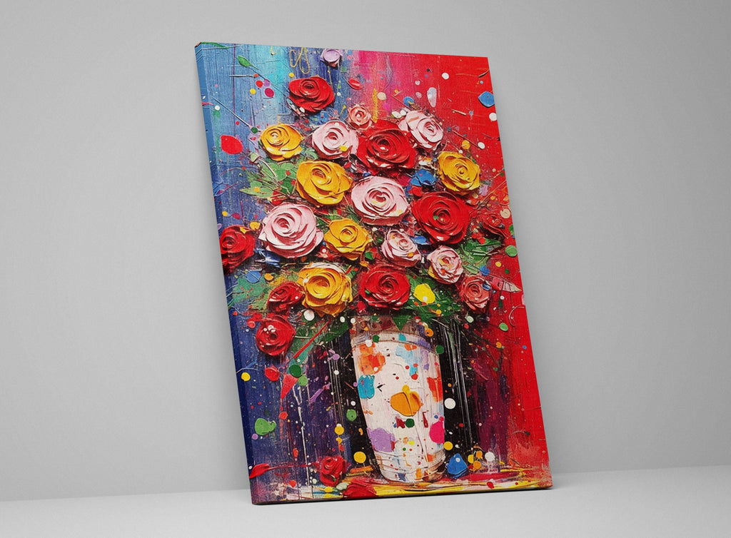 Bouquet of Roses - Large Canvas Art | Modern Roses Artwork & Floral Wall Decor