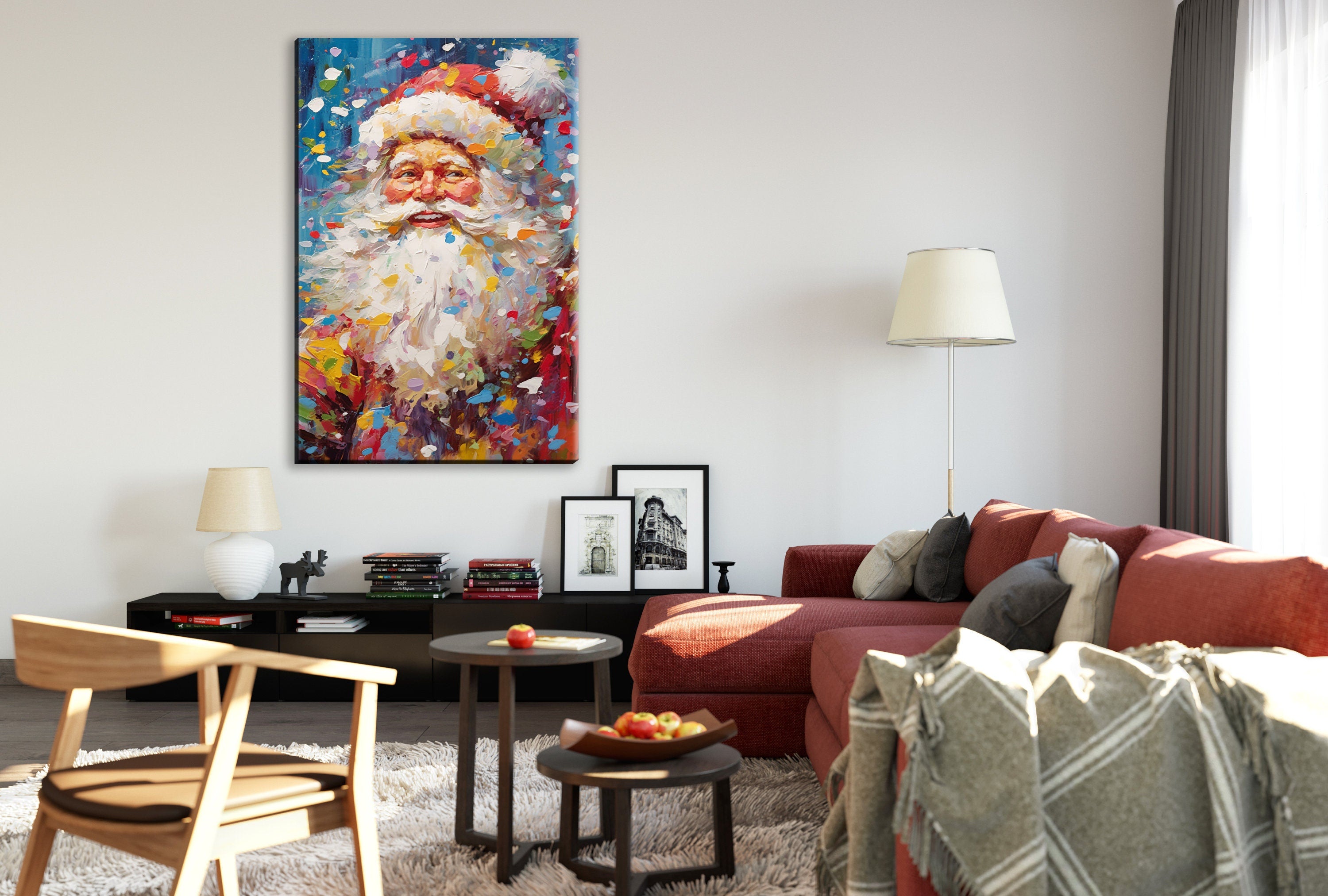 Santa Claus Canvas Art - Festive Pop Art Christmas Wall Decor | Gallery Wrapped, Ready to Hang