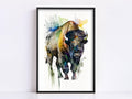 Nature's Strength: Bison Watercolor Wall Art Print, Giclee Print on Canvas, Artist Paper, Watercolor Paper, Available in Extra Large Sizes