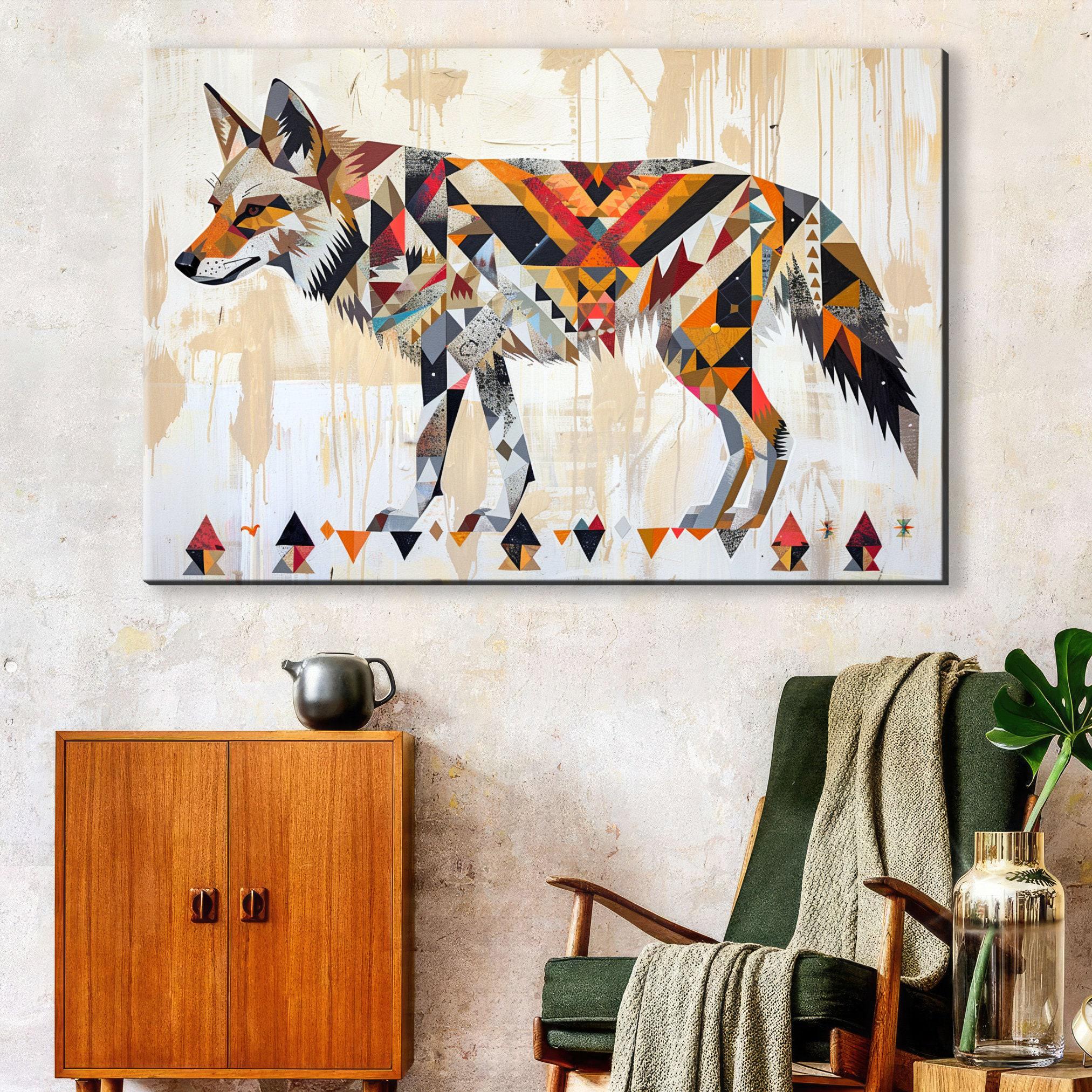 Tribal Coyote Canvas | Native American Art - Large Gallery Wrapped Print