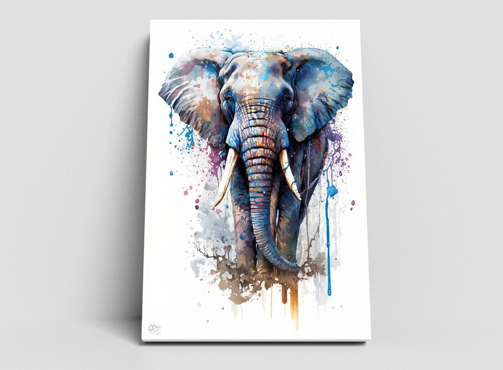 Elephant Majesty: Wildlife Watercolor Painting, Giclee Print on Canvas, Artist Paper, Watercolor Paper, Available in Extra Large Sizes