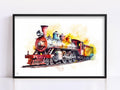 Train Travel Dreams: Watercolor Locomotive Painting, Giclee Print on Canvas, Artist Paper, Watercolor Paper, Available in Extra Large Sizes