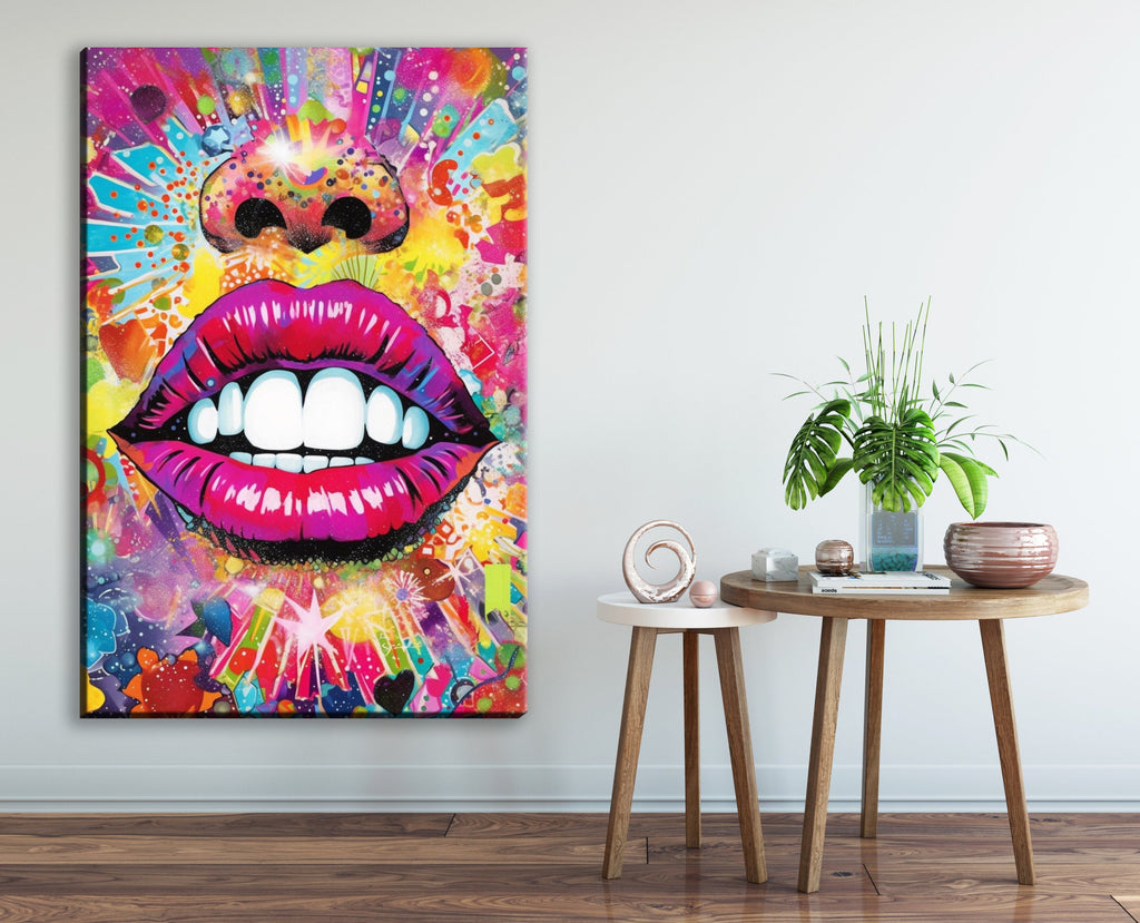 Woman Lips Wall Art - Luscious Lips Decor on Large Canvas Print, Gallery Ready