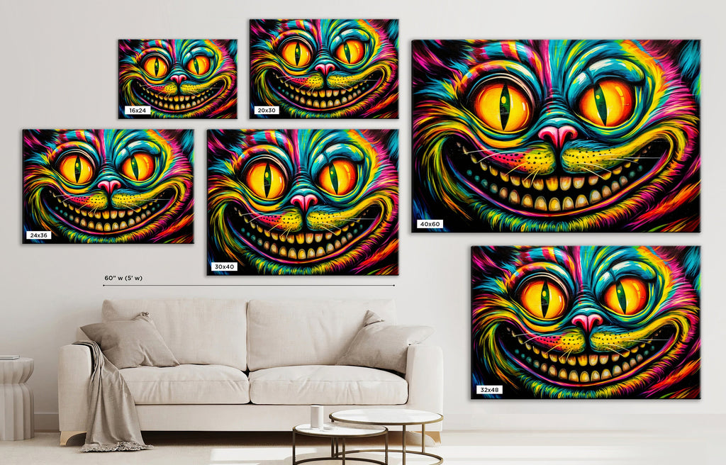 Cheshire Cat Wall Art – Vibrant Fantasy Canvas Print | Wonderland Themed Art