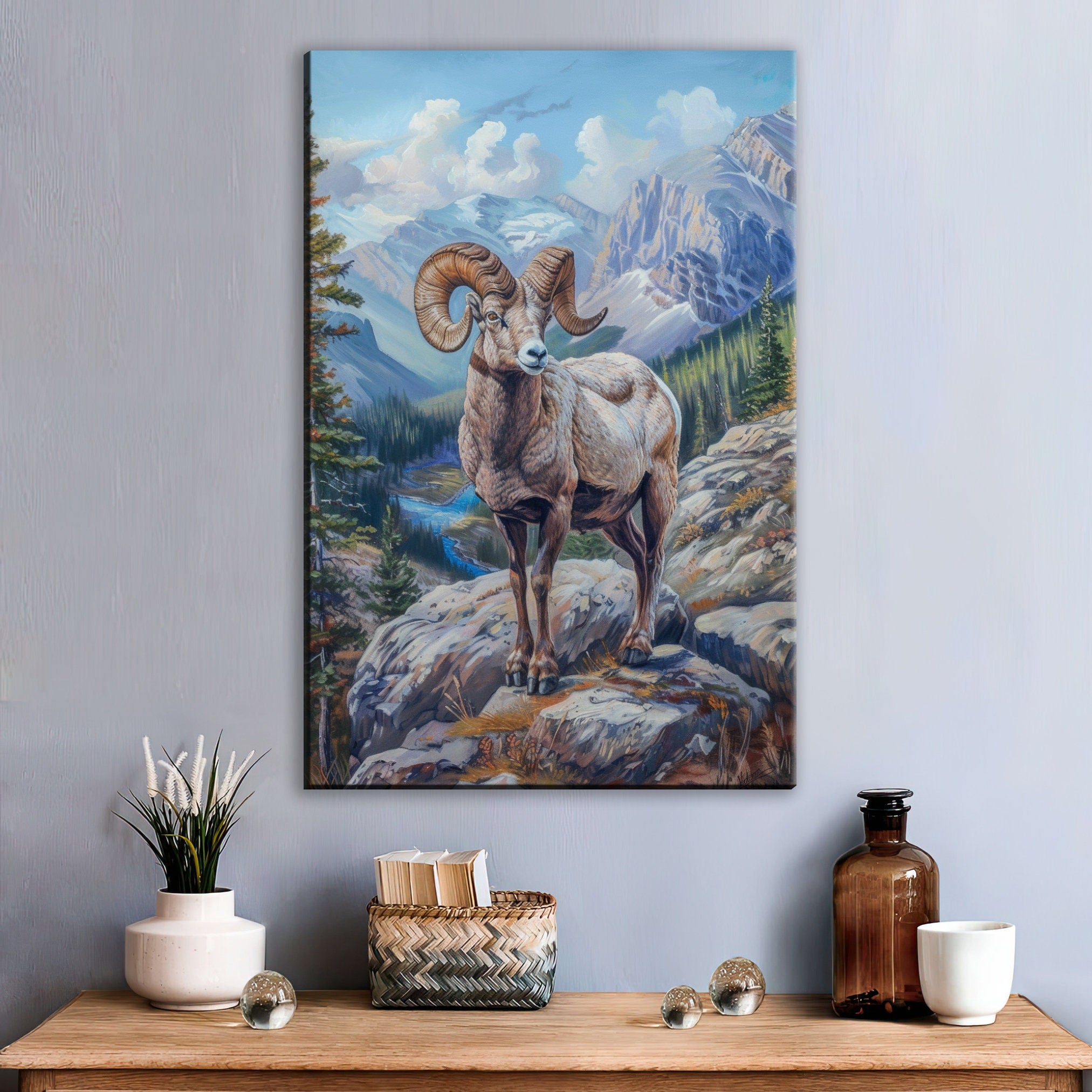 Bighorn Sheep Wall Decor – Large Wildlife Canvas Art | Ready to Hang, Gallery Wrapped Print