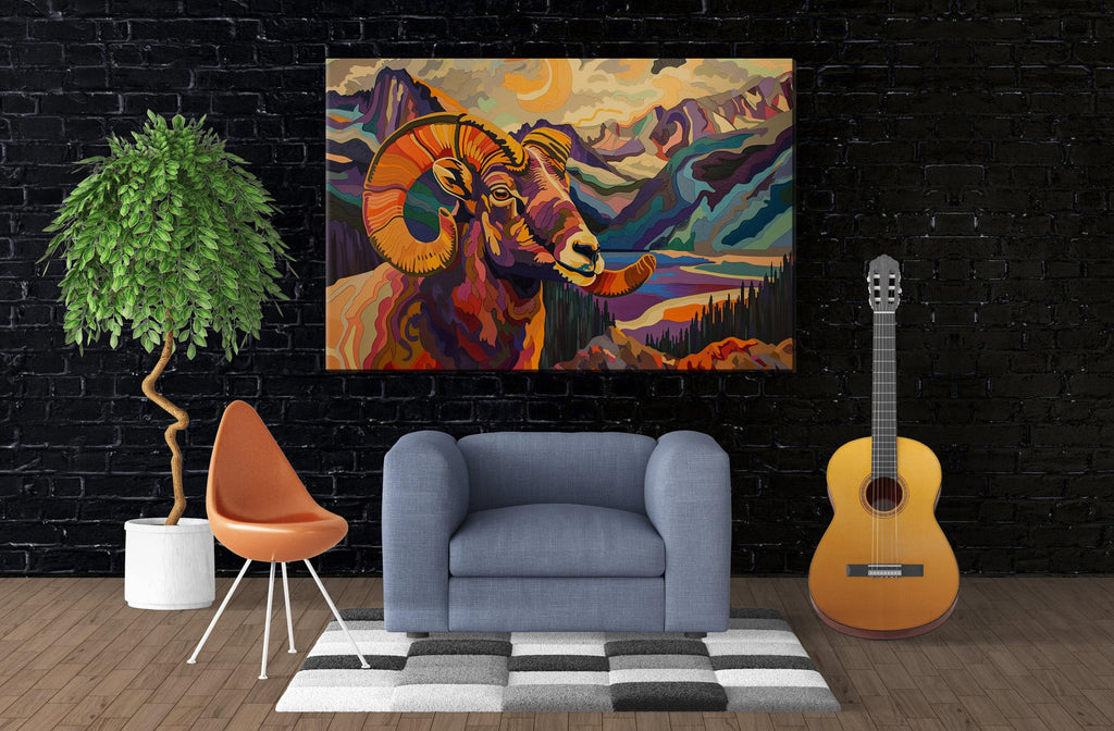 Bighorn Sheep Canvas – Vibrant Canyon Sunset Art | Gallery Wrapped, Ready to Hang