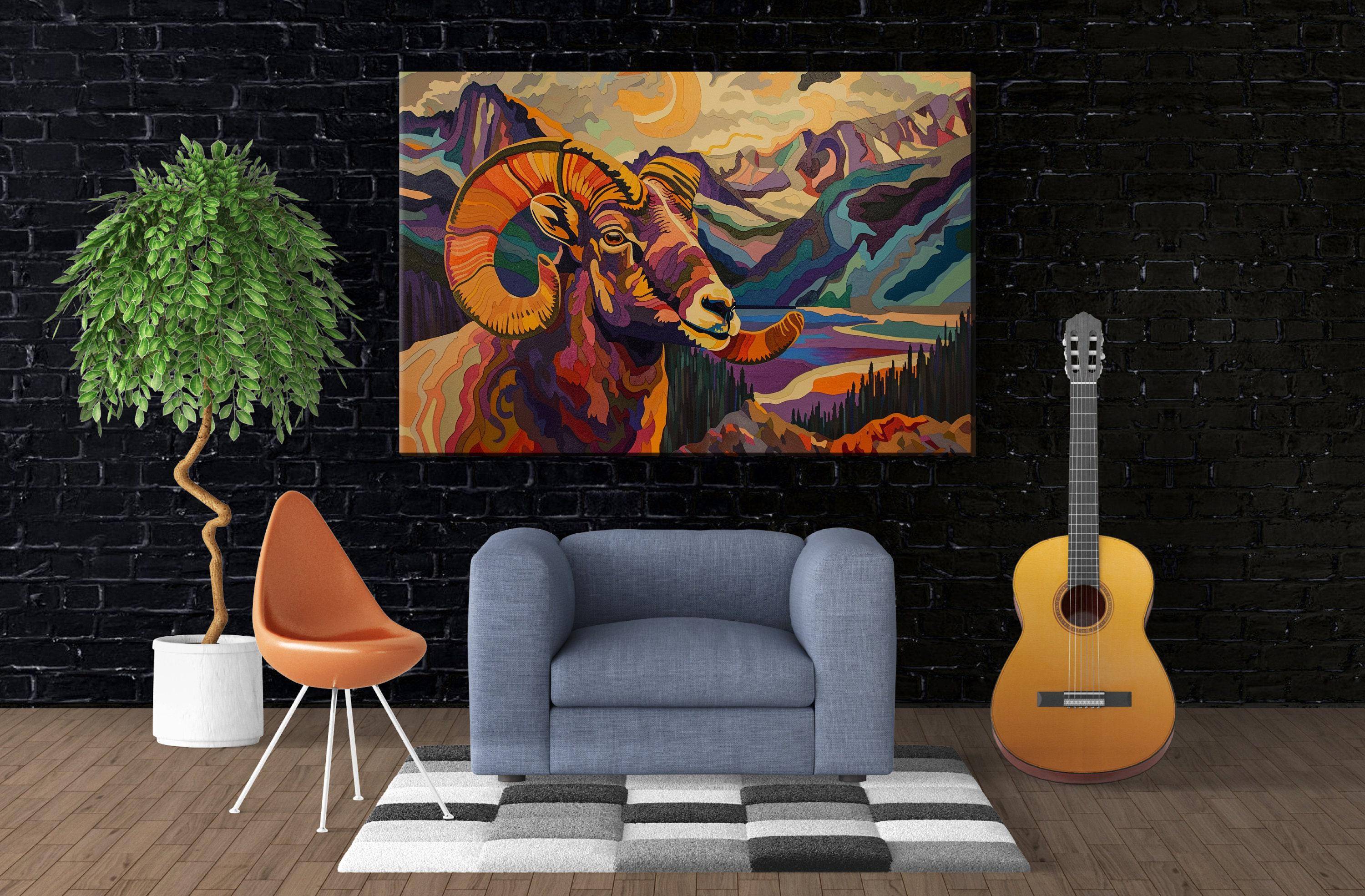 Bighorn Sheep Canvas – Vibrant Canyon Sunset Art | Gallery Wrapped, Ready to Hang