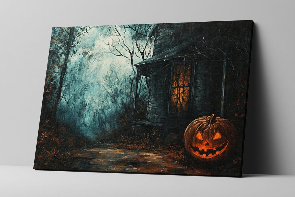 Haunted House Wall Art - Extra Large Gothic Canvas Print | Framed Spooky Decor