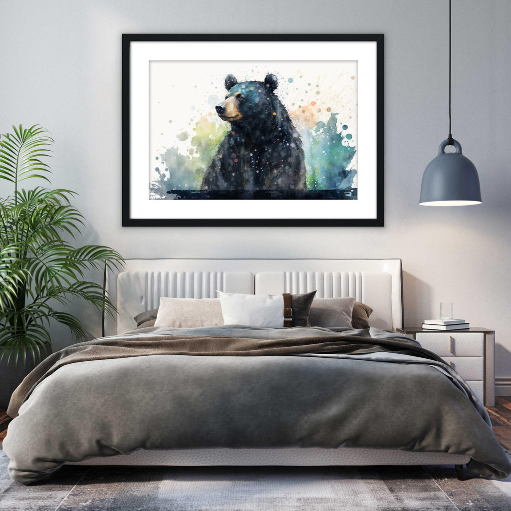 Wildlife Majesty: Black Bear Watercolor Painting on Canvas, Giclee Print on Gallery-wrapped Artist Canvas, Available in Extra Large Sizes