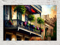New Orleans Wall Art - French Quarter Painting | Vibrant NOLA Balcony Art Canvas