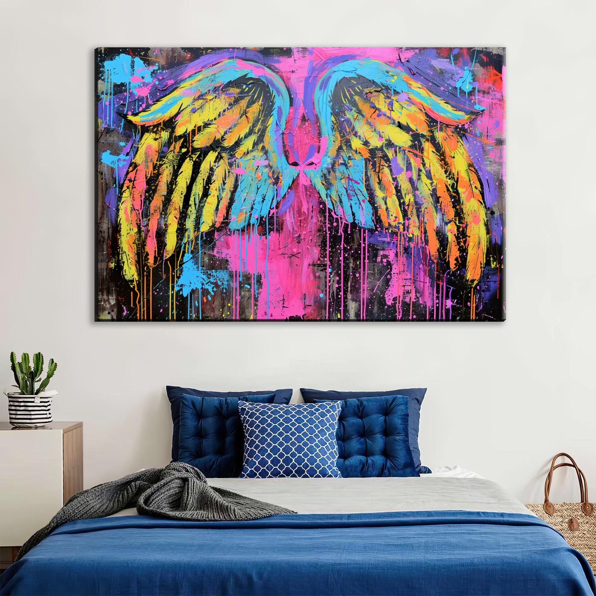 Colorful Angel Wings Art – Extra Large Pop Art Canvas | Gallery Wrapped Print