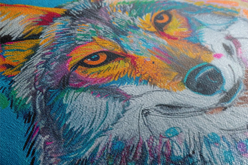 Modern Coyote Canvas – Large Gallery Wrapped Pop Art Style Coyote Print, Ready to Hang