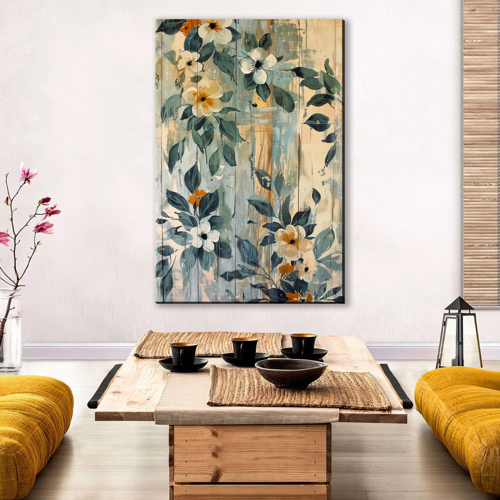Farmhouse Wall Art - Modern Farmhouse Decor Floral Canvas Print | Extra Large Gallery Wrapped Canvas