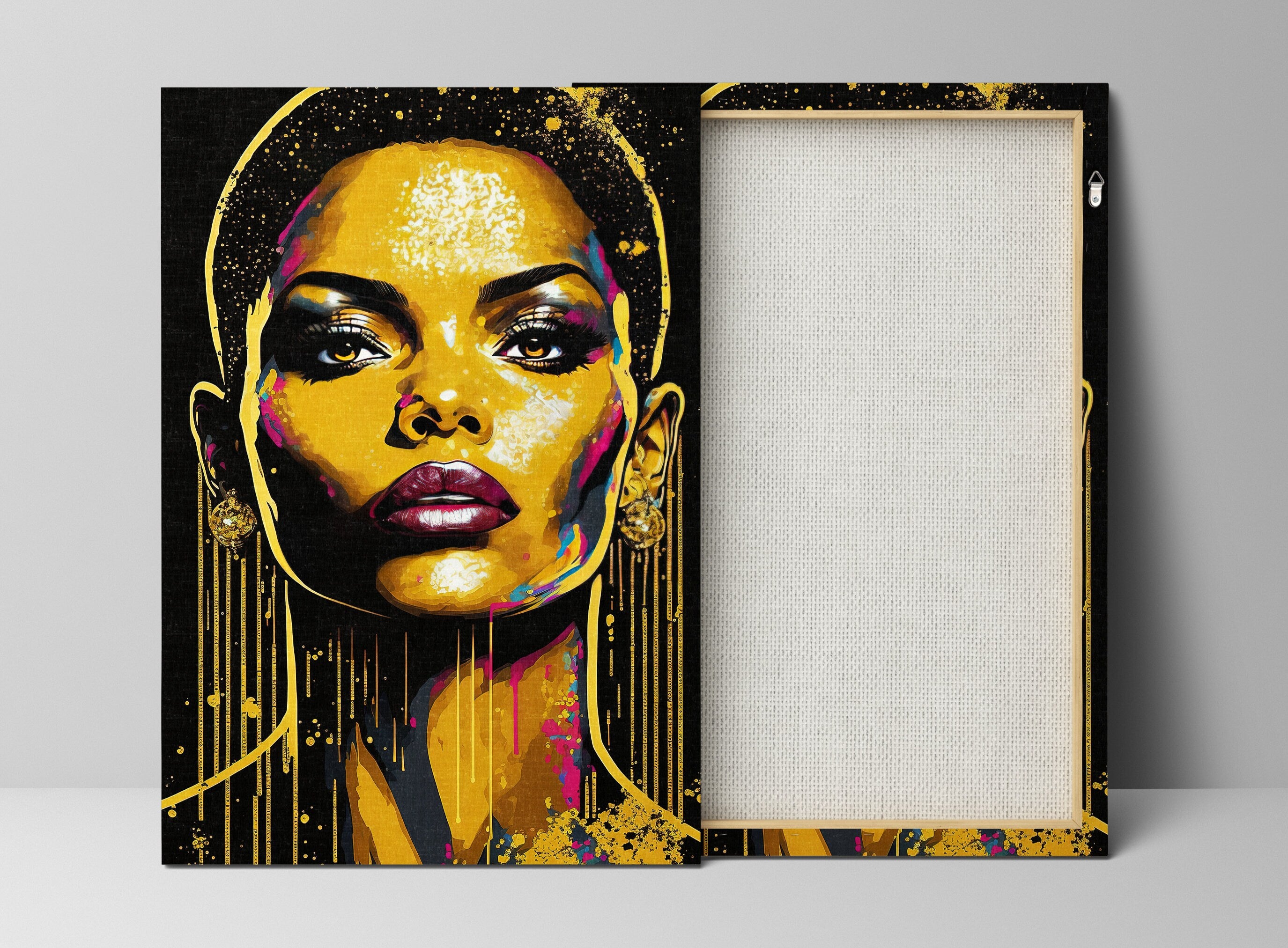 Black Woman Art – African Gold Canvas Print | Vibrant Wall Art, Gallery Ready