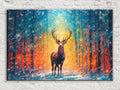 Christmas Reindeer Canvas | Large Rustic Christmas Print - Gallery Wrapped Art
