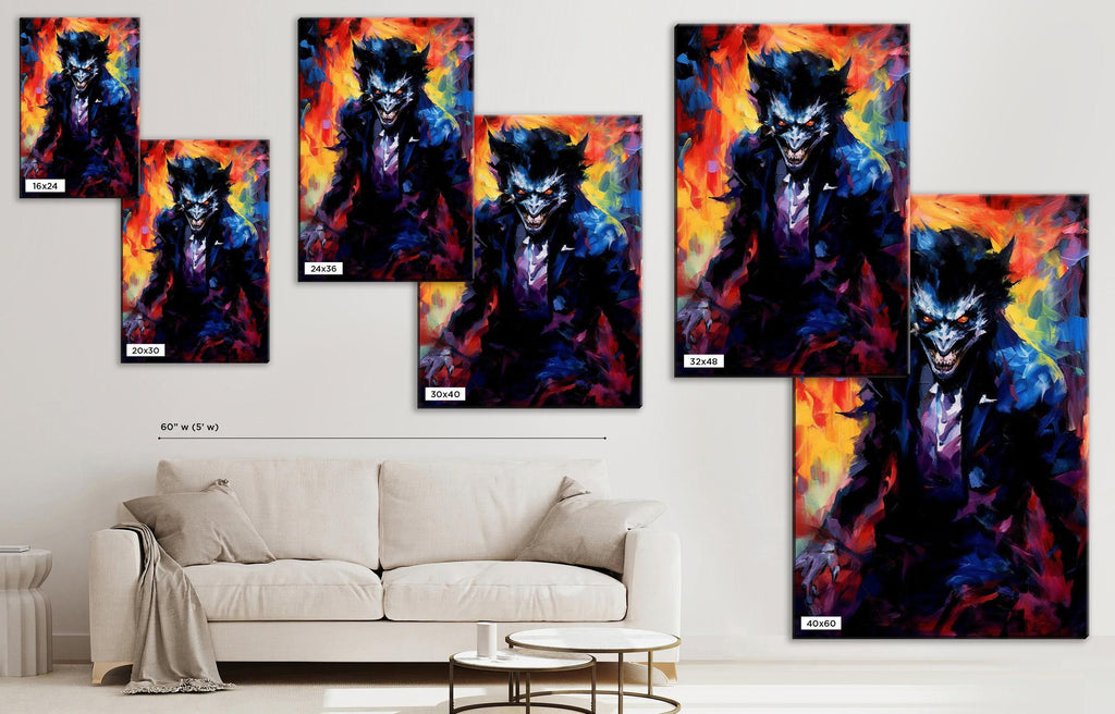 Werewolf Halloween Wall Art – Large Gallery Wrapped Canvas | Spooky Creature Decor
