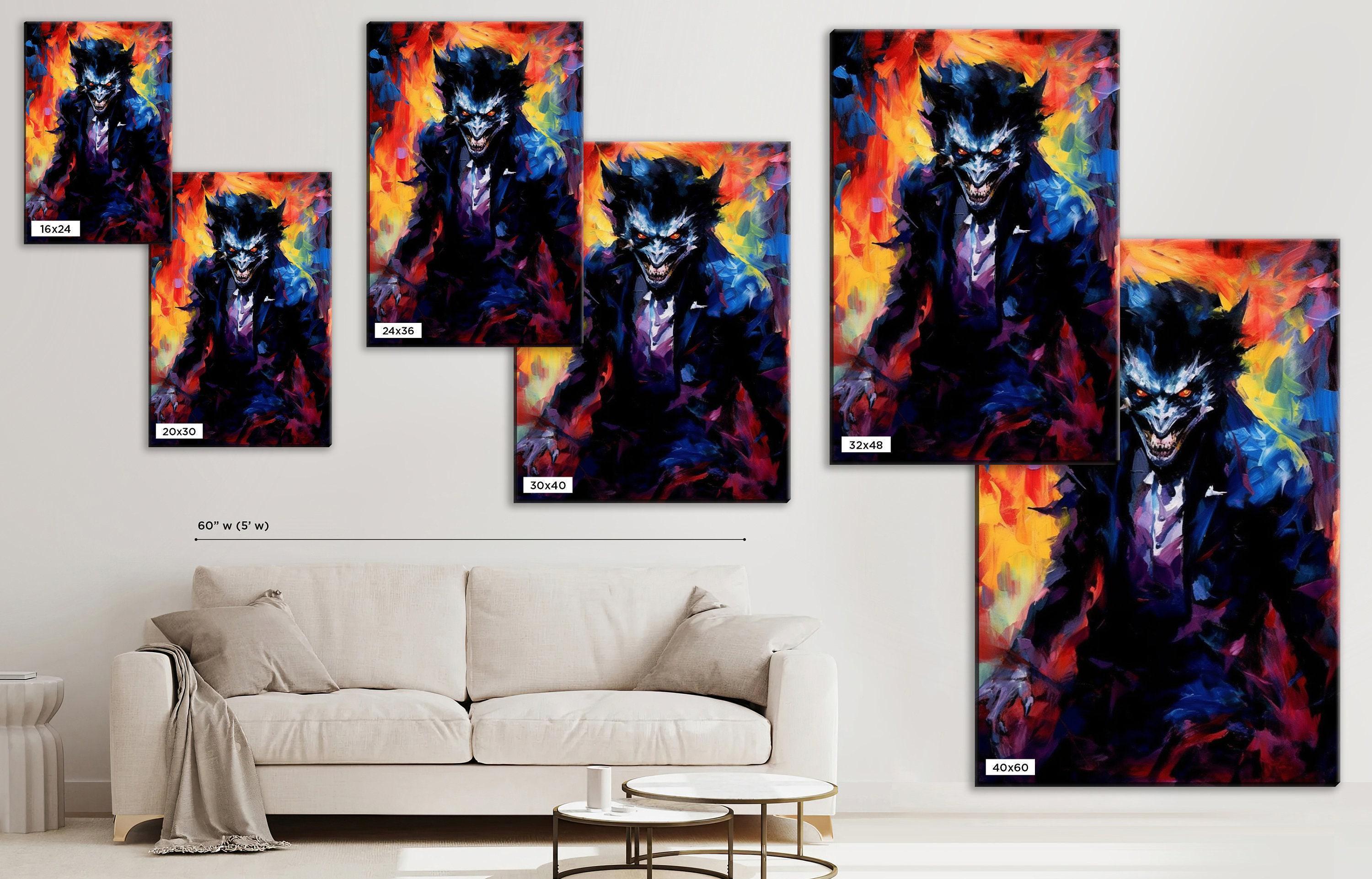 Werewolf Halloween Wall Art – Large Gallery Wrapped Canvas | Spooky Creature Decor