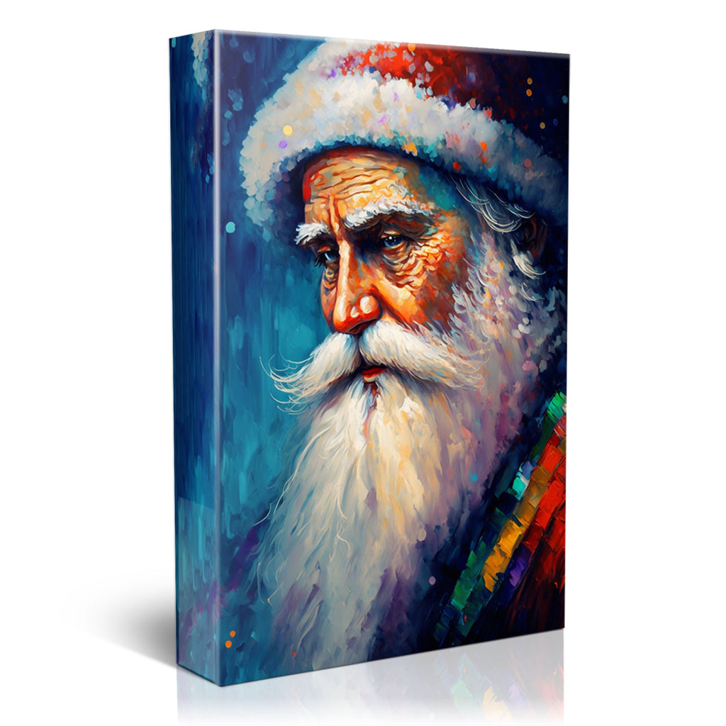 Santa Claus Wall Art - Christmas Canvas Print With Wooden Frame & Scratch Resistant Coating