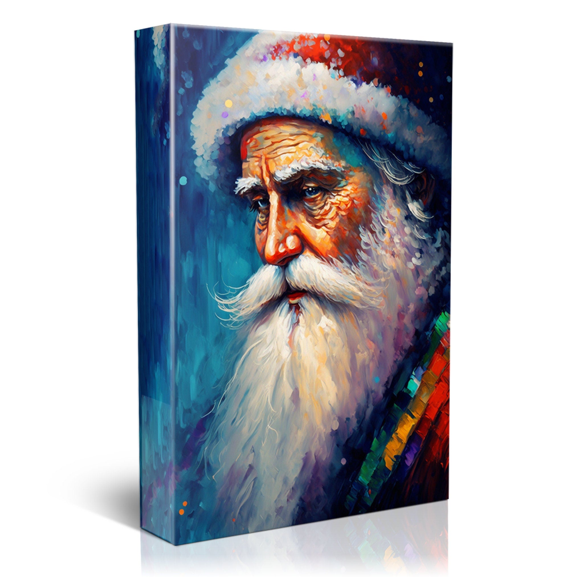 Santa Claus Wall Art - Christmas Canvas Print With Wooden Frame & Scratch Resistant Coating