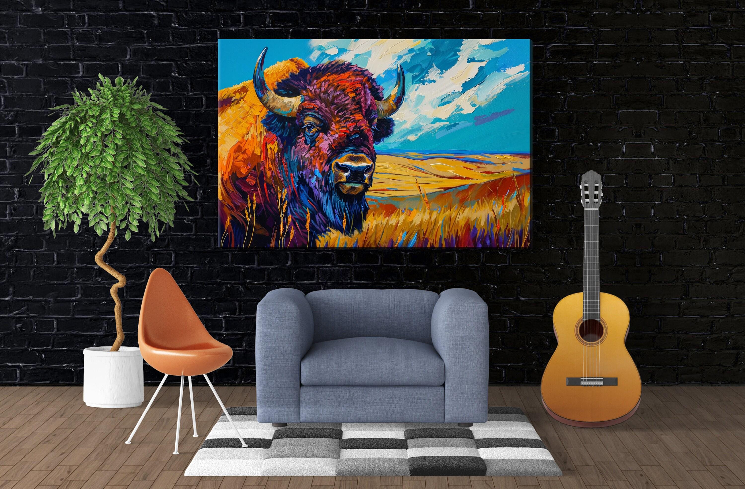 Bison Wall Art – Large Buffalo Canvas Print | Gallery Wrapped Prairie Decor