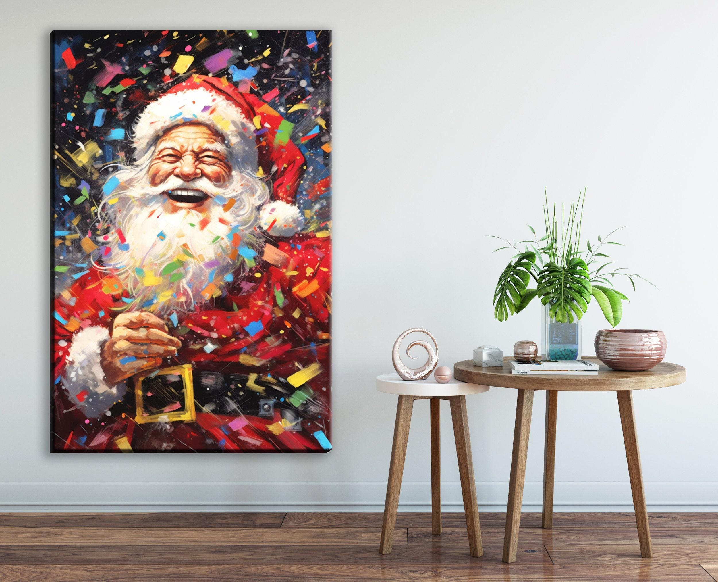 Santa Claus Wall Art - Large Christmas Canvas Print | Festive Holiday Decor
