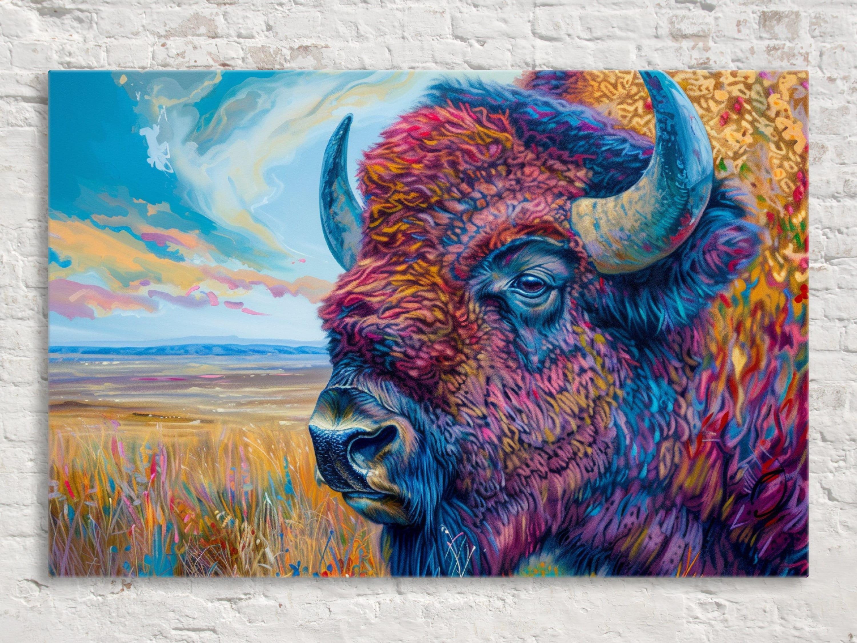 Bison Canvas Art – Large Gallery Wrapped Canvas | American Prairie Art, Ready to Hang