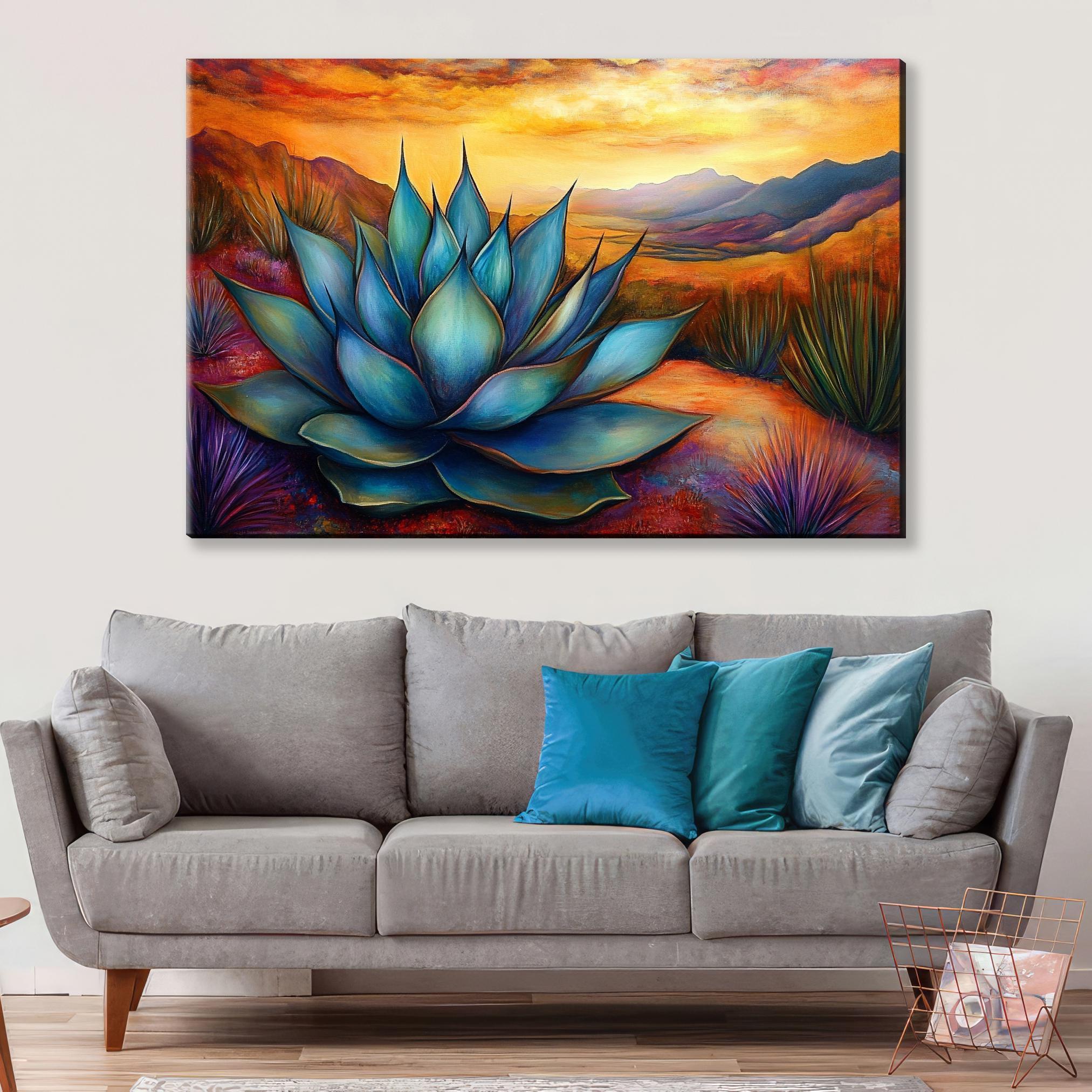 Succulent Agave Canvas | Extra Large Wall Art - Framed Succulent Art, Ready to Hang