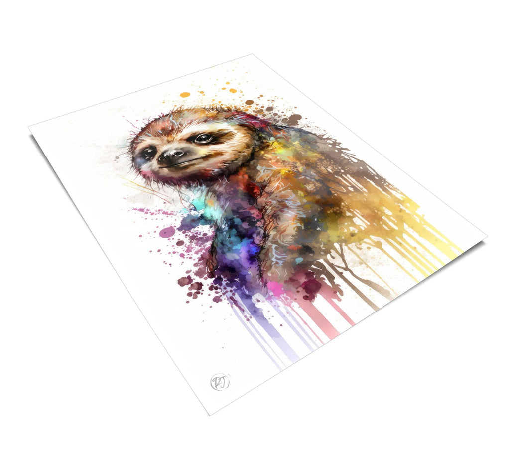 Sloth Watercolor Art Print, Nursery Animal Canvas Print, Cute Decor, Framed Kids Wall Art