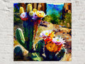 Desert Wall Art - Abstract Saguaro Cactus Bloom on Gallery Wrapped Canvas, Ready to Hang