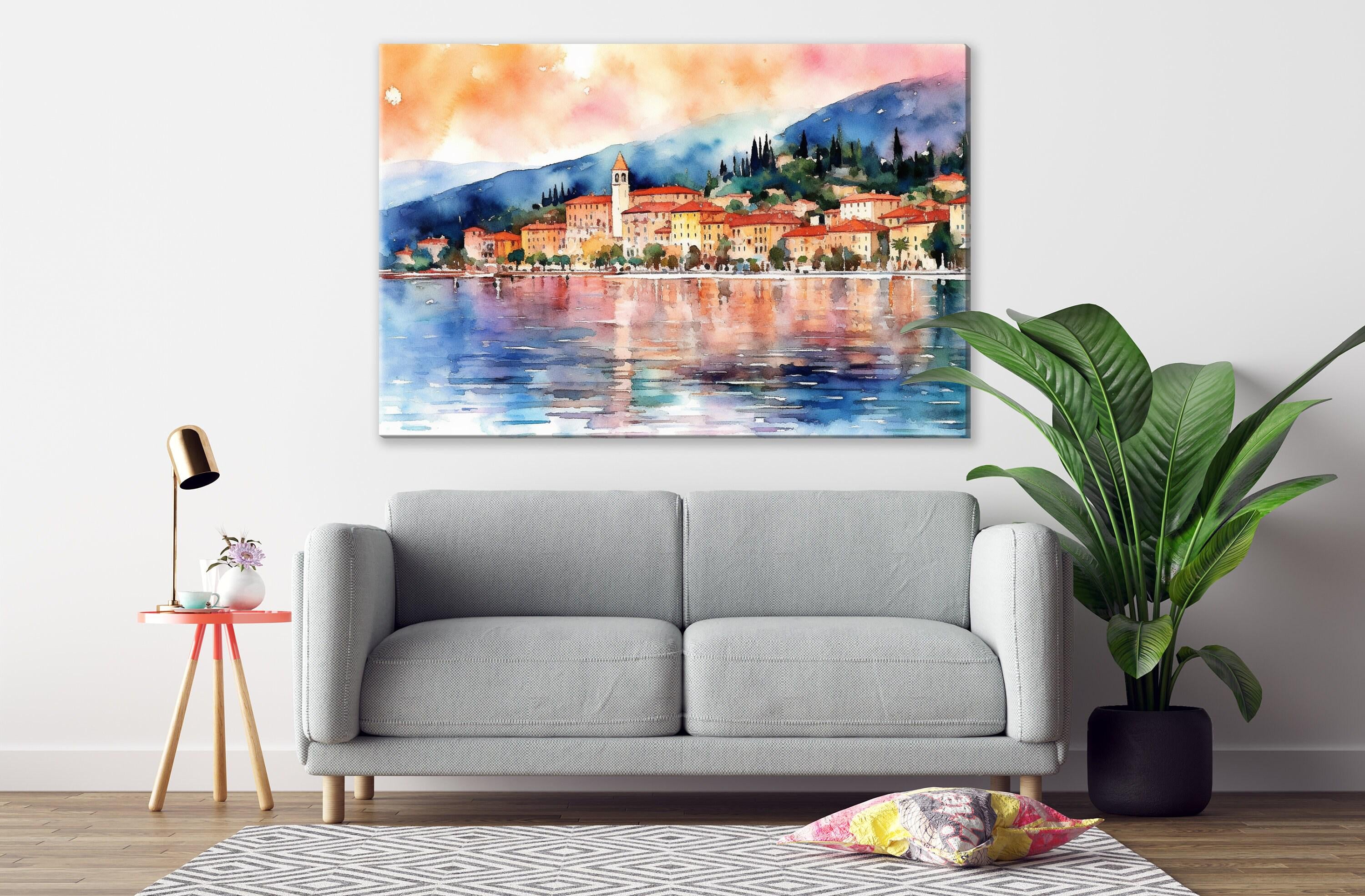 Bellagio Bliss - Lake Como Views Watercolor Painting, Giclee Print on Canvas, Artist Paper, Watercolor Paper, Available in Extra Large Sizes