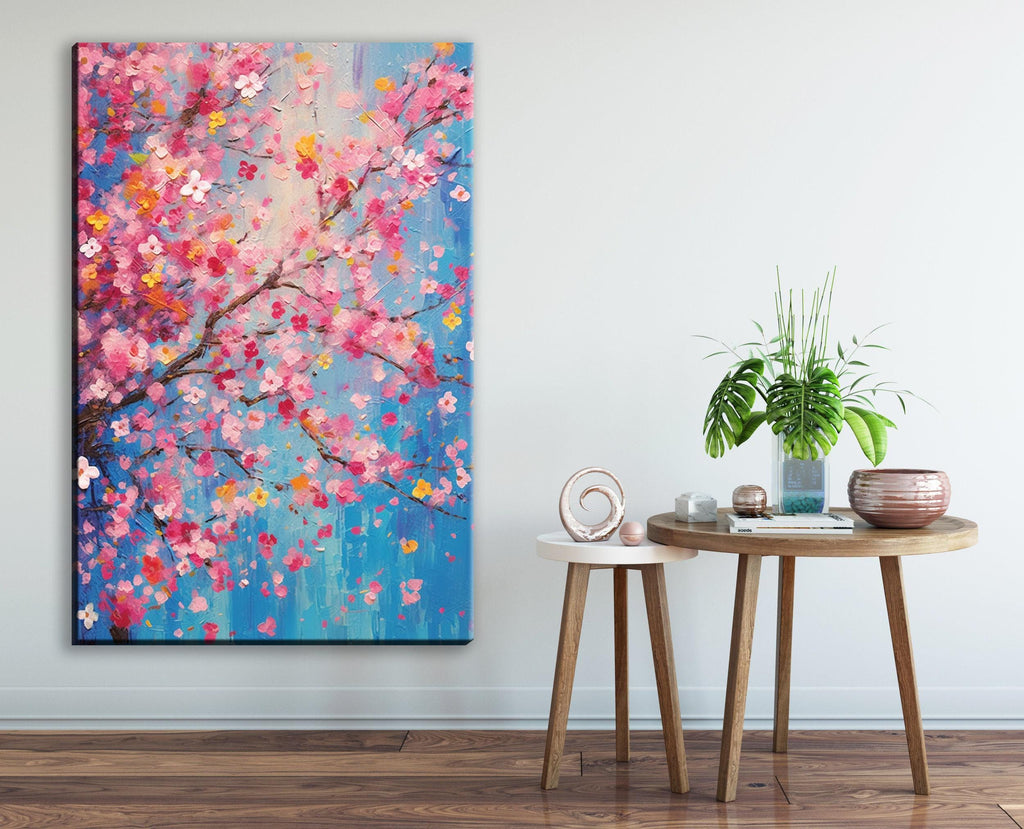 Cherry Blossom Canvas | Large Floral Wall Art - Japanese Garden Print