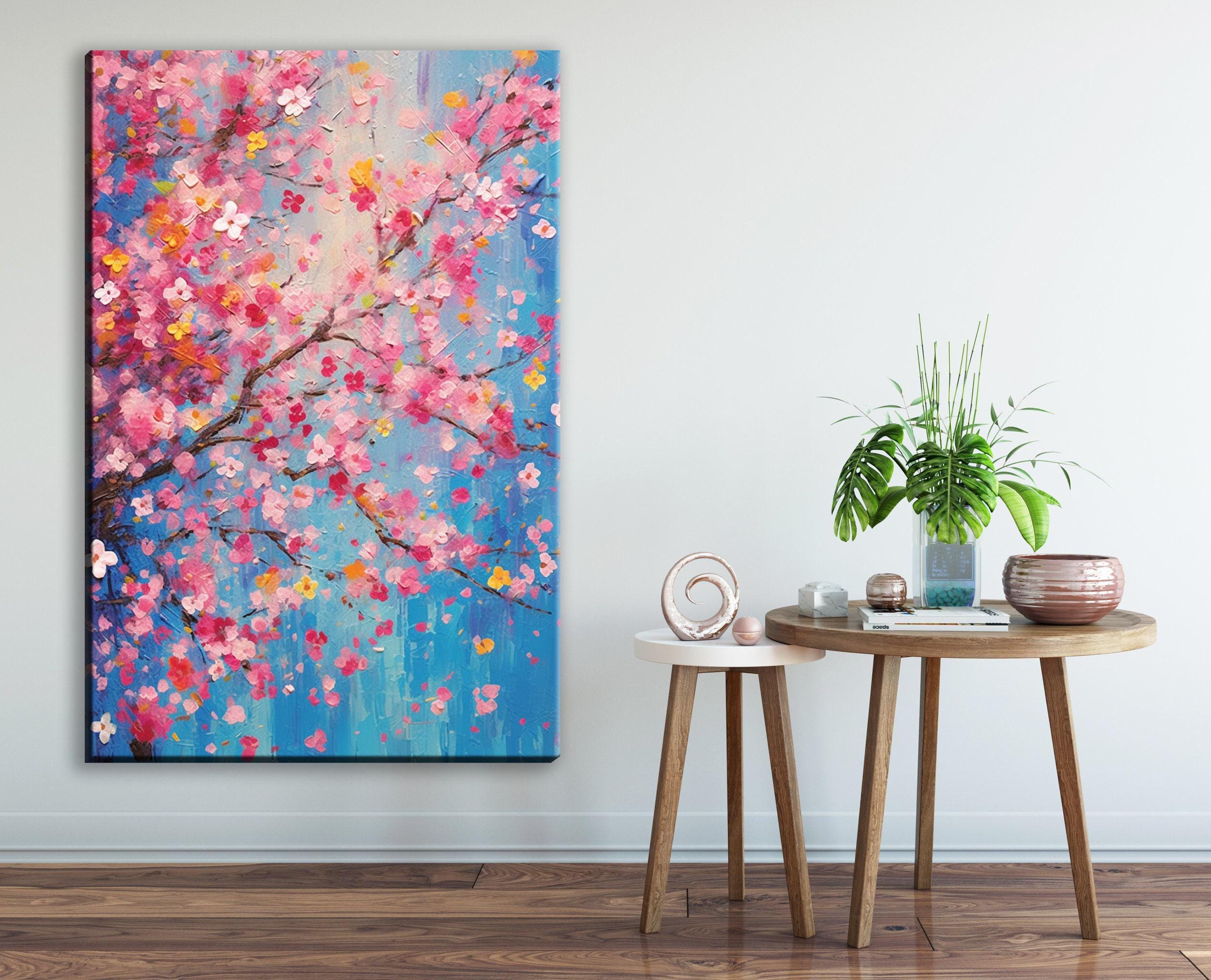 Cherry Blossom Canvas | Large Floral Wall Art - Japanese Garden Print