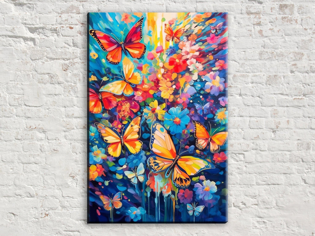 Butterfly Wall Art – Large Canvas Art with Vibrant Butterfly Print & Wood Frame