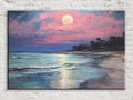 Moonlight Beach Painting – Large Canvas Print | Coastal Wall Art, Gallery Wrapped Canvas