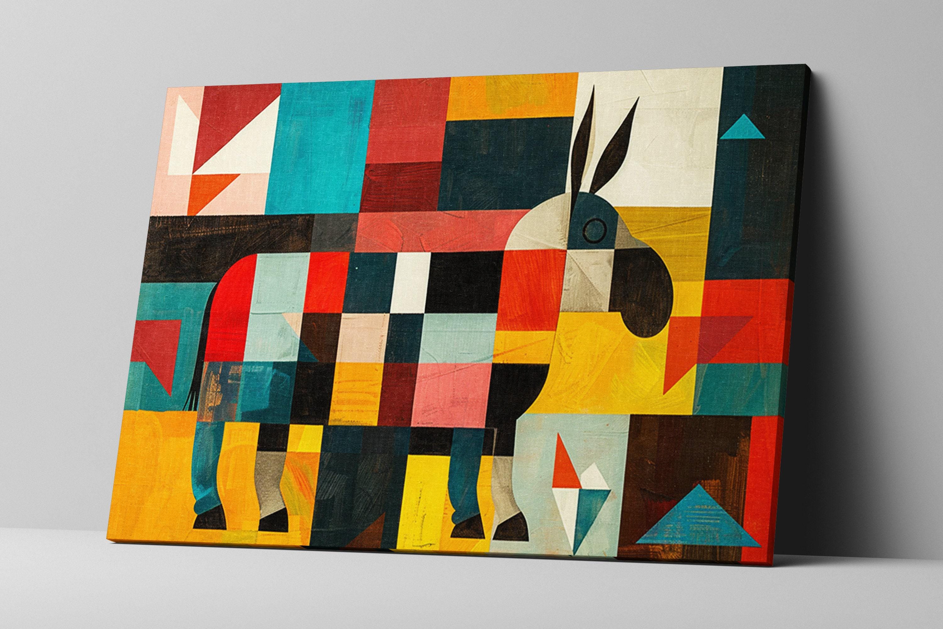 Mid Century Modern Art - Donkey Canvas Print | Retro Wall Art, Gallery Wrapped Canvas