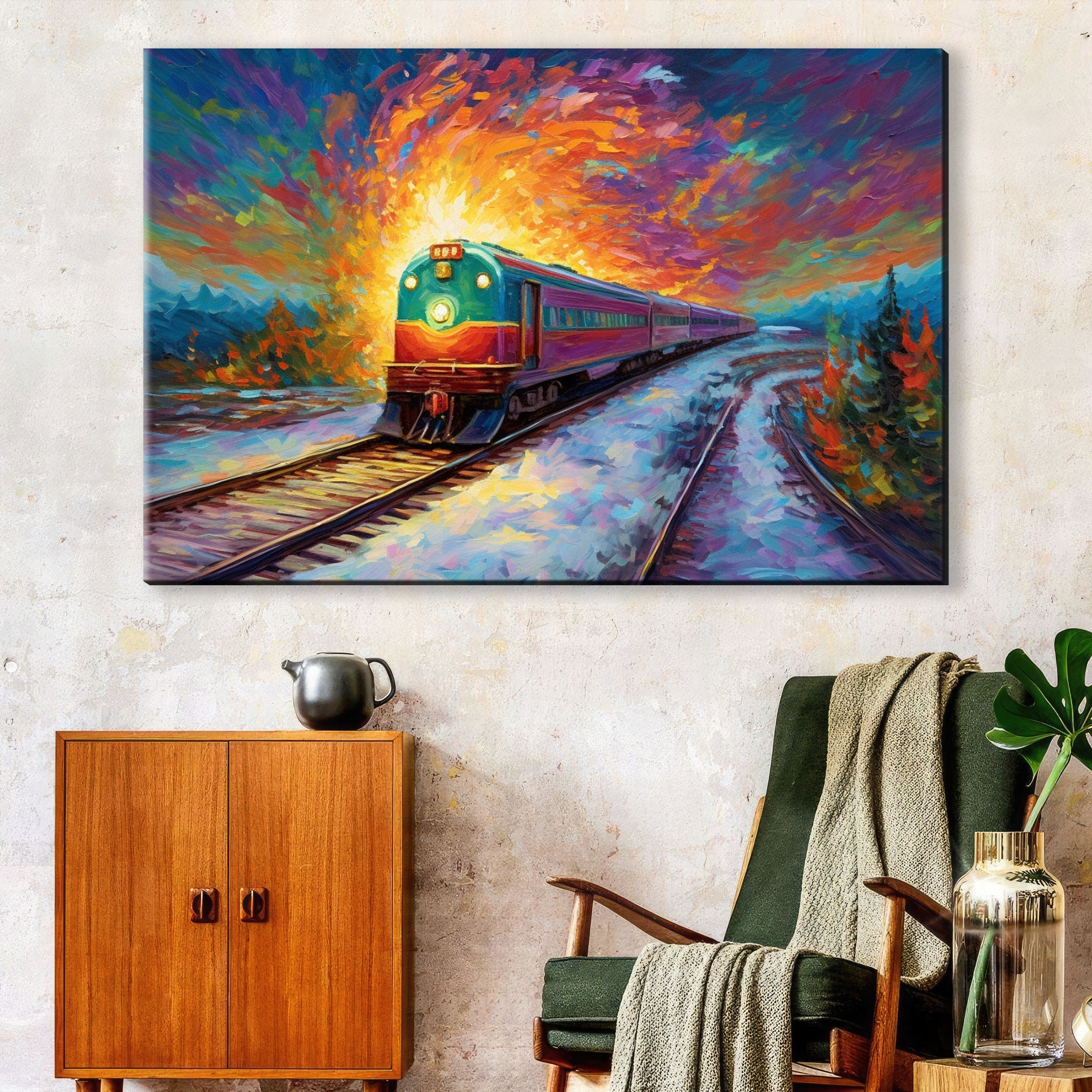 Railroad Cargo Print - Large Gallery Wrapped Canvas | Freight Train Art