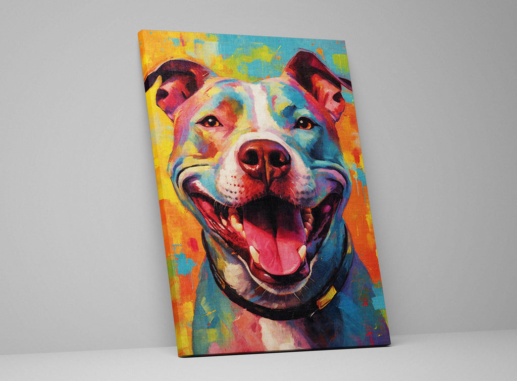 Pitbull Dog Canvas - Large Canvas Print With Vibrant Pop Art Dog Wall Art