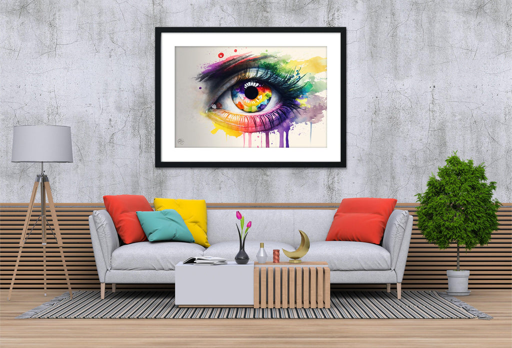 Surreal Eye: Watercolor Wall Art Print, Giclee Print on Canvas, Artist Paper, Watercolor Paper, Available in Extra Large Sizes