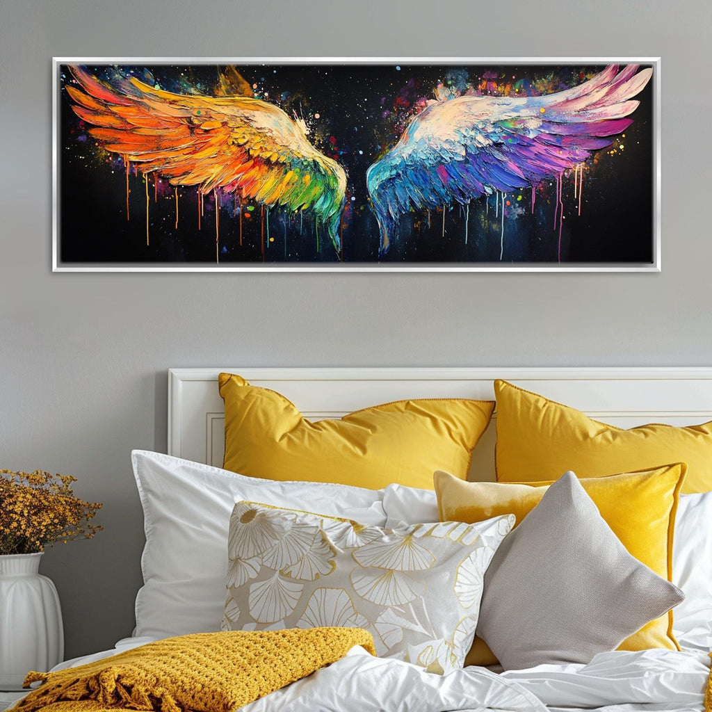 Banksy Angel Wings Canvas - Panoramic Wall Art, Gallery Wrapped, Ready to Hang