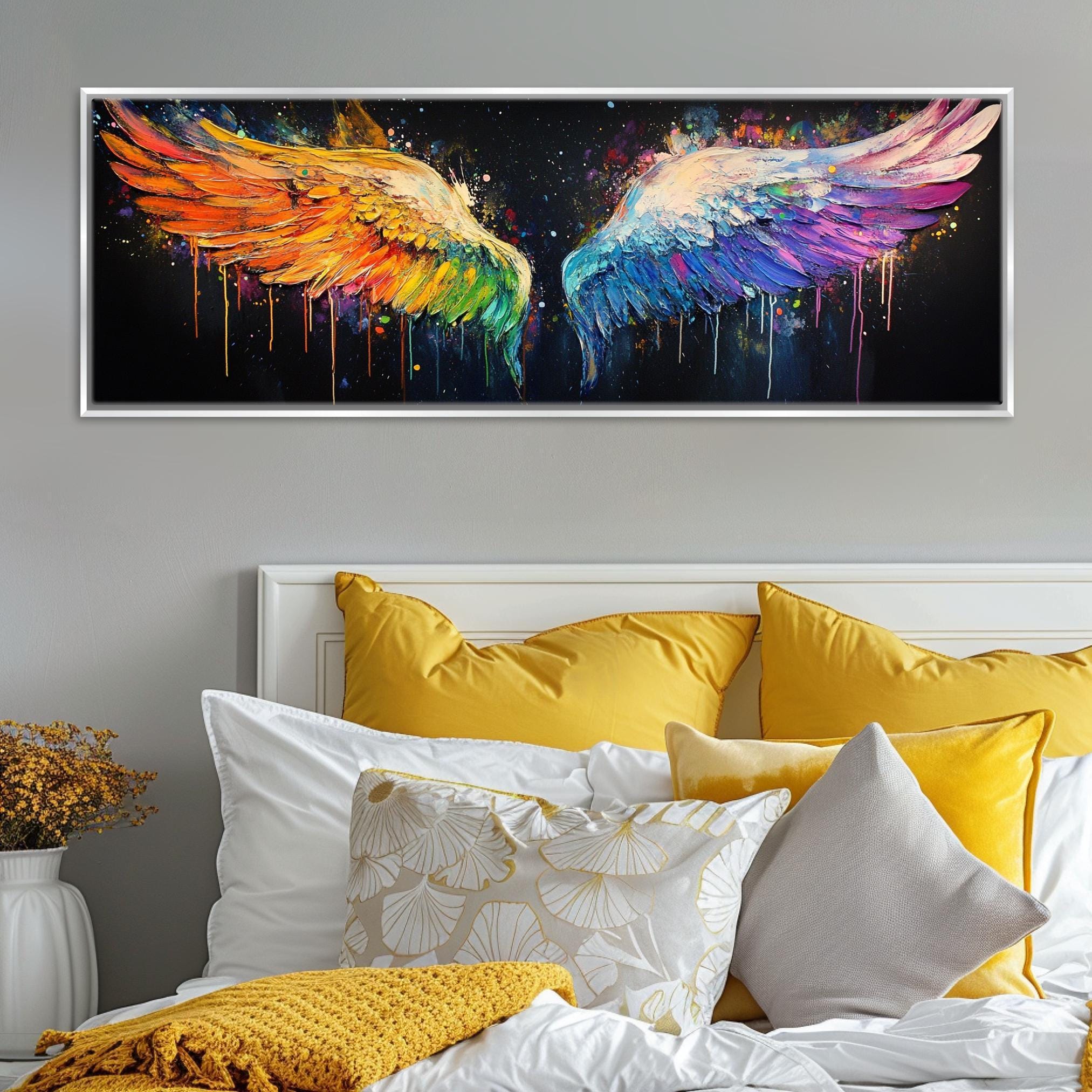 Banksy Angel Wings Canvas - Panoramic Wall Art, Gallery Wrapped, Ready to Hang