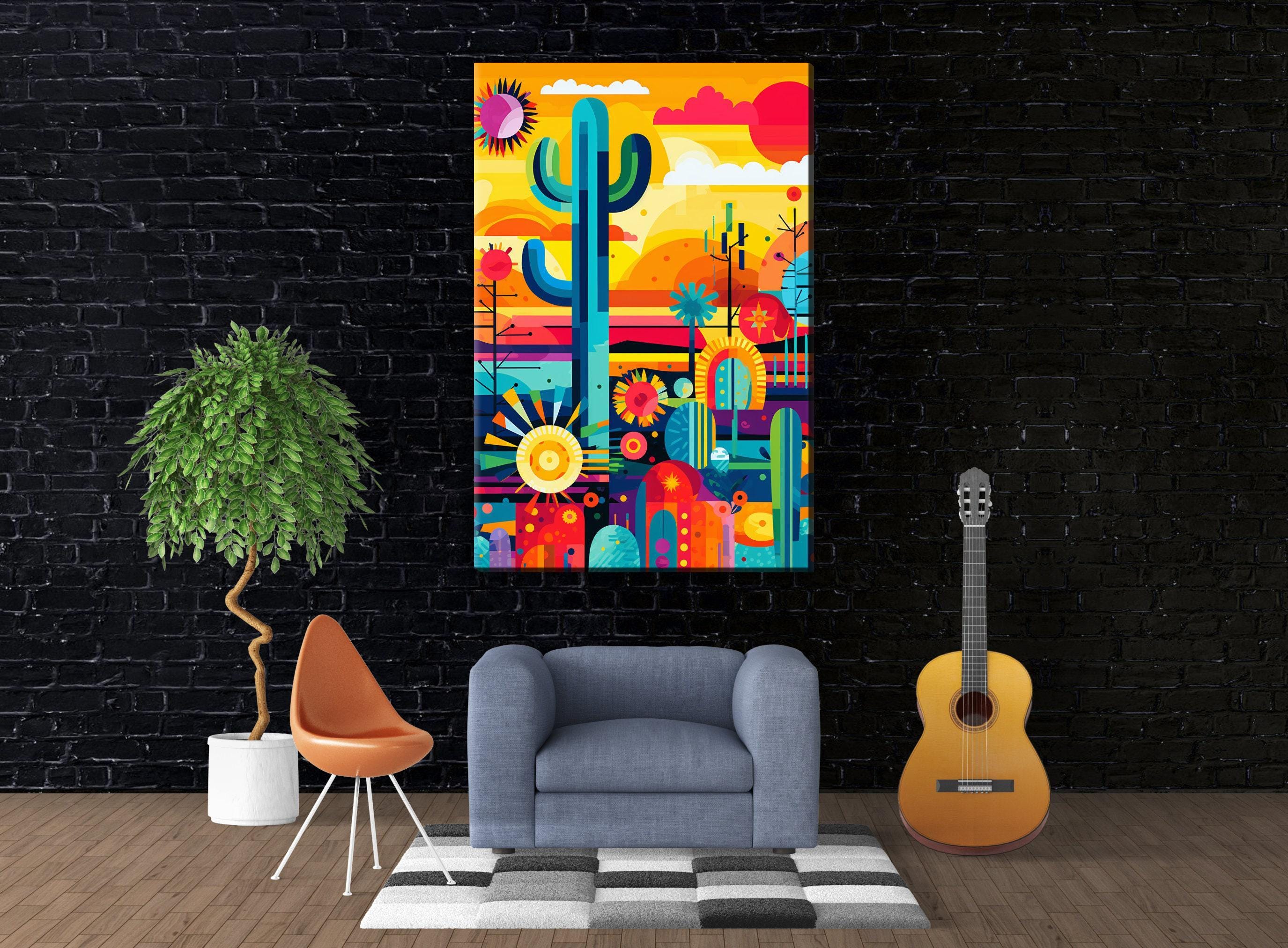 Desert Landscape Art - Geometric Desert Art | Gallery Wrapped Canvas, Ready to Hang